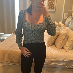 V neck blouse with floral patter